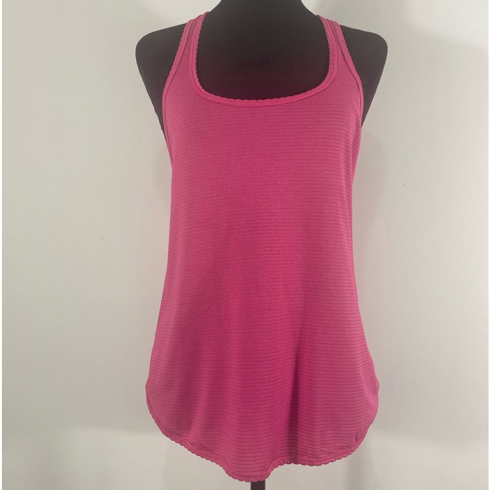 Lululemon Pink Stripped, Racerback Tank, Scallop hem, Size Small
